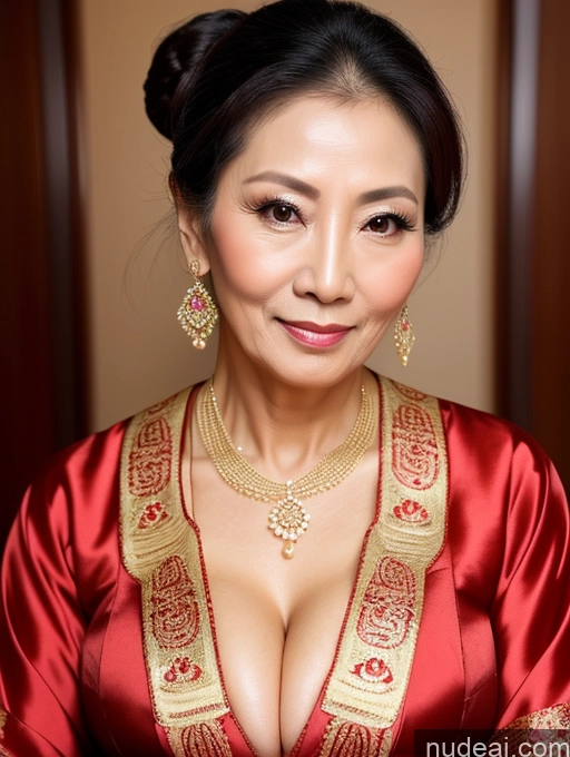 related ai porn images free for Milf Beautiful Hair Bun 60s Asian Traditional Cleavage Seductive Sexy Face