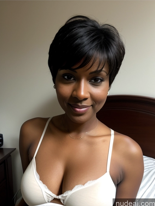 ai nude image of there is a woman in a bra top sitting on a bed pics of Milf Perfect Boobs Dark Skin Pixie Indian Bedroom Blouse Casual Partially Nude Dark Lighting Sexy Face