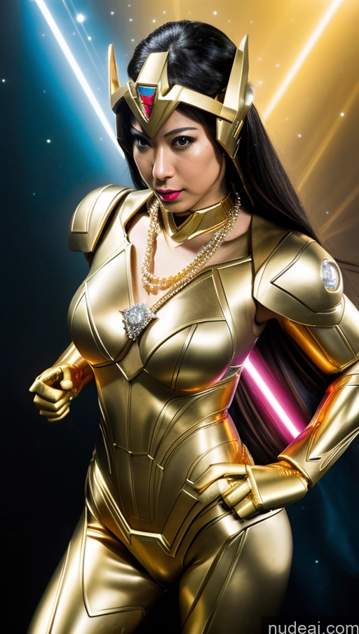 ai nude image of araffe dressed in a gold costume posing for a picture pics of Perfect Boobs Several Superhero Superheroine Muscular Abs Diamond Jewelry Gold Jewelry Jewelry Pearl Jewelry Science Fiction Style SSS: A-Mecha Musume A素体机娘 Powering Up