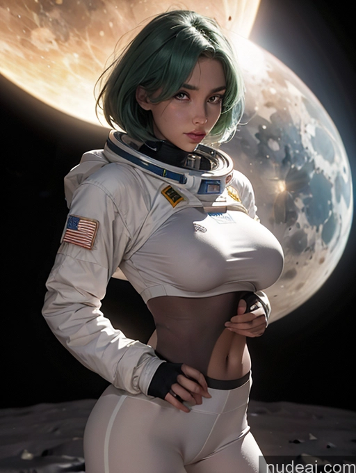 related ai porn images free for Bright Lighting Alternative Jewelry Strapless Yoga Pants Sci-fi Armor Space Suit 60s Moon Stargazing Dutch Bobcut Green Hair Sexy Face 20s Model Perfect Boobs Perfect Body