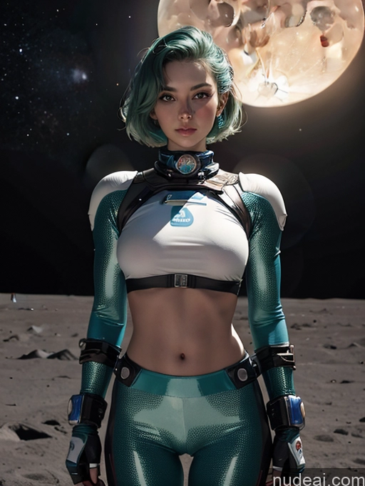 related ai porn images free for Bright Lighting Alternative Jewelry Strapless Yoga Pants Sci-fi Armor Space Suit 60s Moon Stargazing Dutch Bobcut Green Hair Sexy Face 20s Model Perfect Boobs Perfect Body