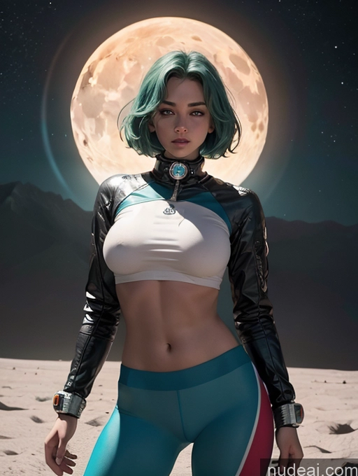 related ai porn images free for Bright Lighting Alternative Jewelry Strapless Yoga Pants Sci-fi Armor Space Suit 60s Moon Stargazing Dutch Bobcut Green Hair Sexy Face 20s Model Perfect Boobs Perfect Body