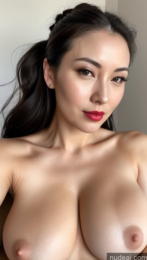 related ai porn images free for Woman One Huge Boobs Beautiful Lipstick Fairer Skin 30s Black Hair Close-up View Detailed Asian Hair Bun Nude