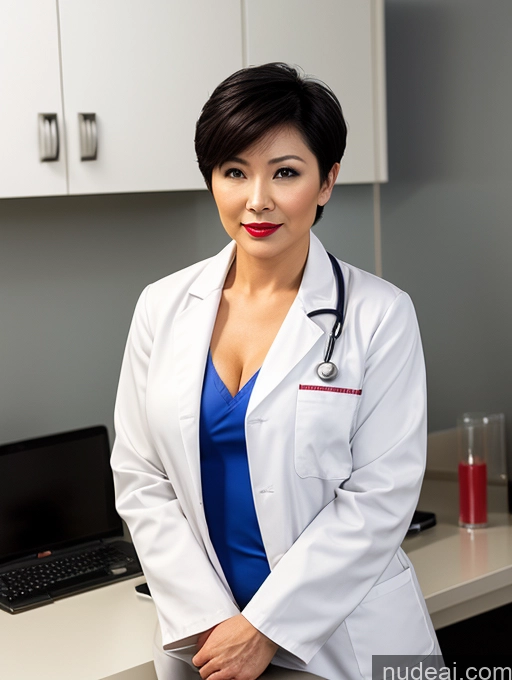 ai nude image of arafed woman in a lab coat standing in front of a computer pics of Milf Perfect Boobs Lipstick Pixie Asian Bra Doctor Lab Coat Cleavage Partially Nude Dark Lighting