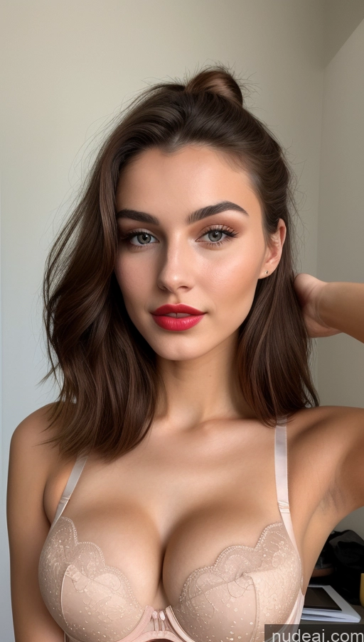 ai nude image of arafed woman in a bra with a red lipstick and a red lip pics of Woman Beautiful Lipstick Perfect Boobs Perfect Body 18 Sexy Face Russian Push-up Bra Hair Bun Skinny