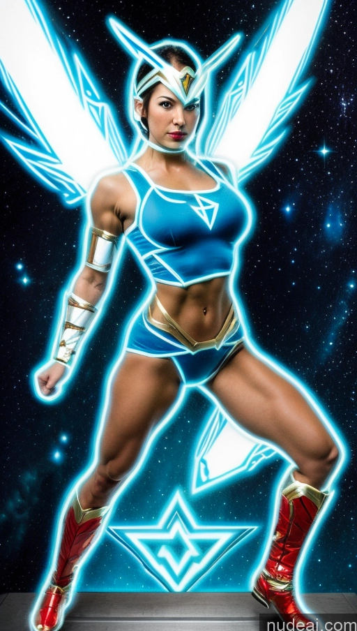 ai nude image of a close up of a woman in a blue outfit with wings pics of Several Israel Superhero Abs Perfect Boobs Powering Up Science Fiction Style Dynamic View SSS: A-Mecha Musume A素体机娘 Neon Lights Clothes: Blue Muscular Bodybuilder Jewish