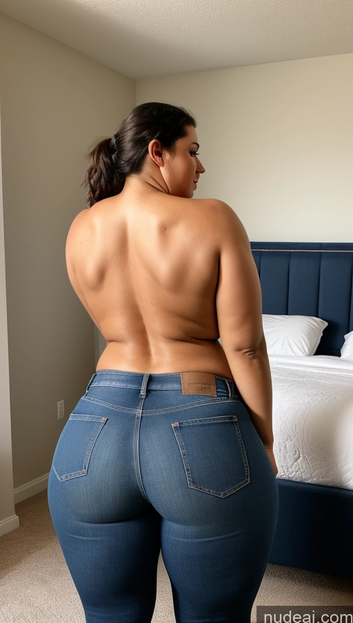 ai nude image of araffe woman in jeans standing in a bedroom with a bed pics of Athlete Big Ass Big Hips Bedroom Jeans