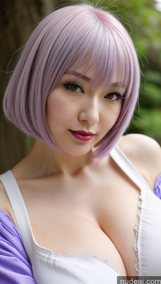 related ai porn images free for Woman One Huge Boobs Beautiful Lipstick Fairer Skin Close-up View Detailed Purple Hair Bobcut Japanese 30s Cosplay