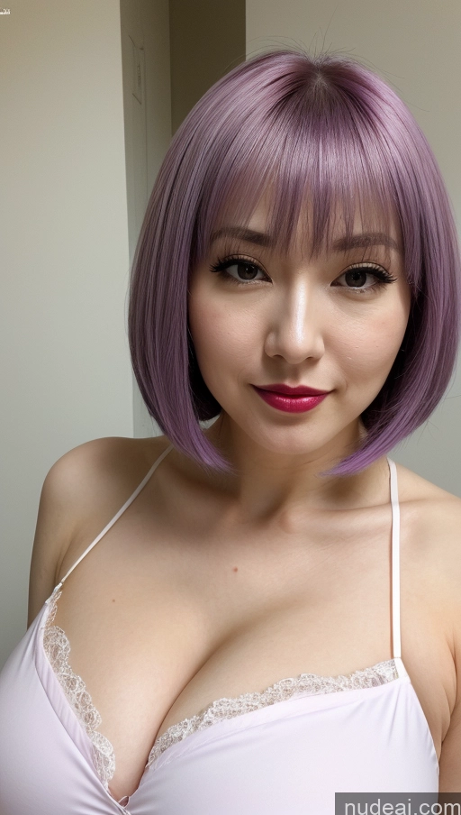 related ai porn images free for Woman One Huge Boobs Beautiful Lipstick Fairer Skin Close-up View Detailed Purple Hair Bobcut Japanese 30s Cosplay Cleavage