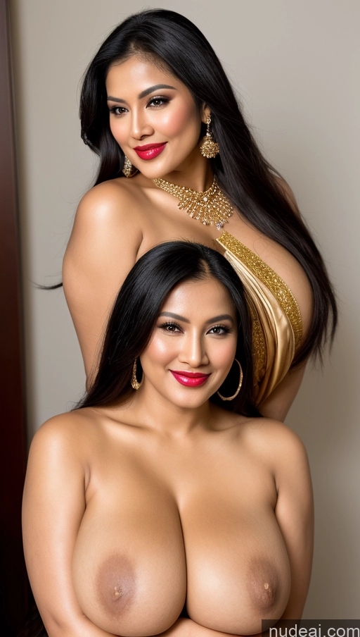 related ai porn images free for Miss Universe Model Busty Huge Boobs Beautiful Lipstick Big Ass Chubby Fairer Skin 50s Happy Seductive Sexy Face Black Hair Straight Malaysian Front View Traditional Sari Jewelry Gold Jewelry Bright Lighting Partially Nude