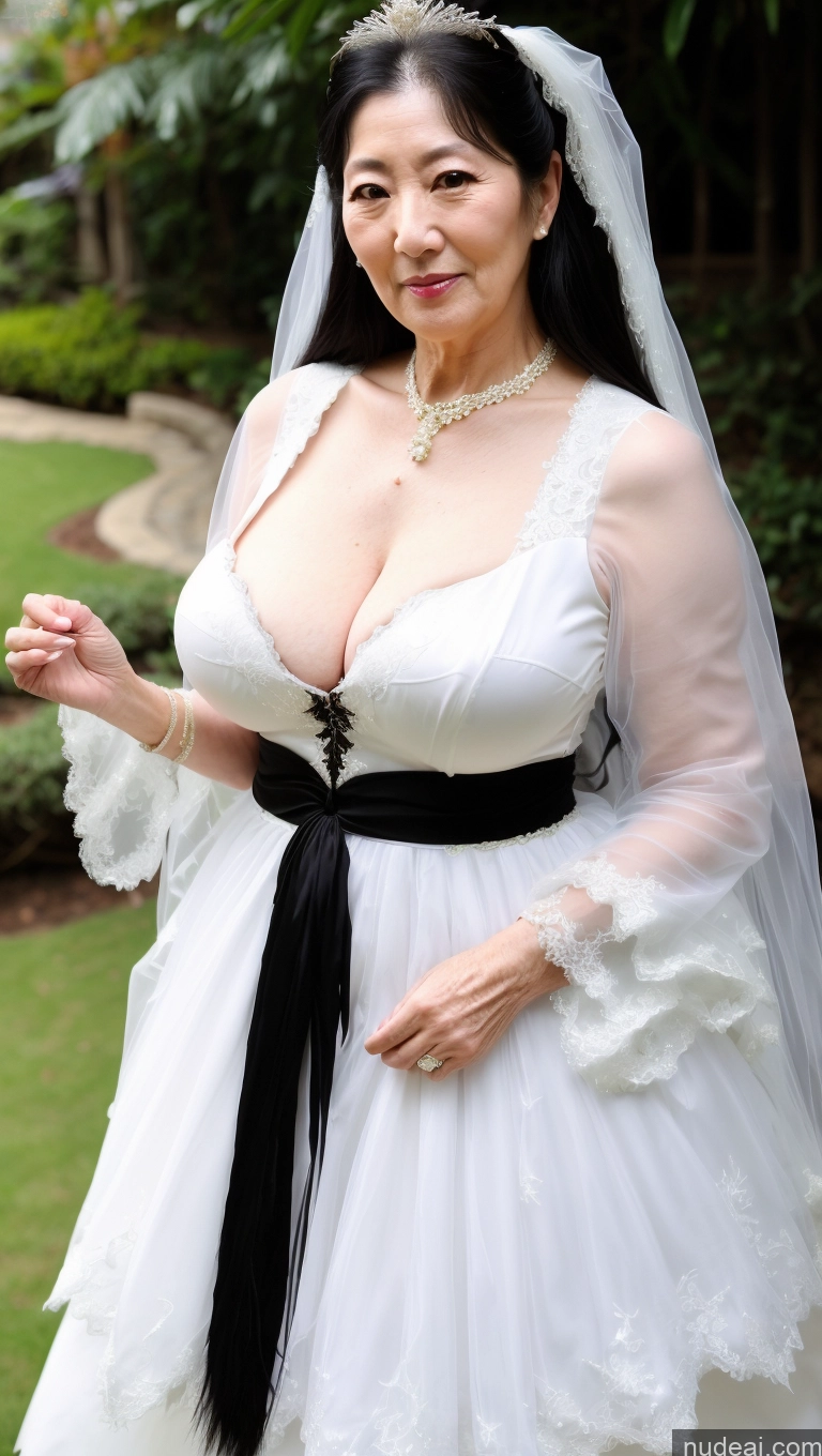 ai nude image of arafed woman in a wedding dress with a veil and a tiable pics of Milf Busty Big Ass Big Hips Pubic Hair Fairer Skin 70s Long Hair ChloeNightWing Black Hair Korean Wedding