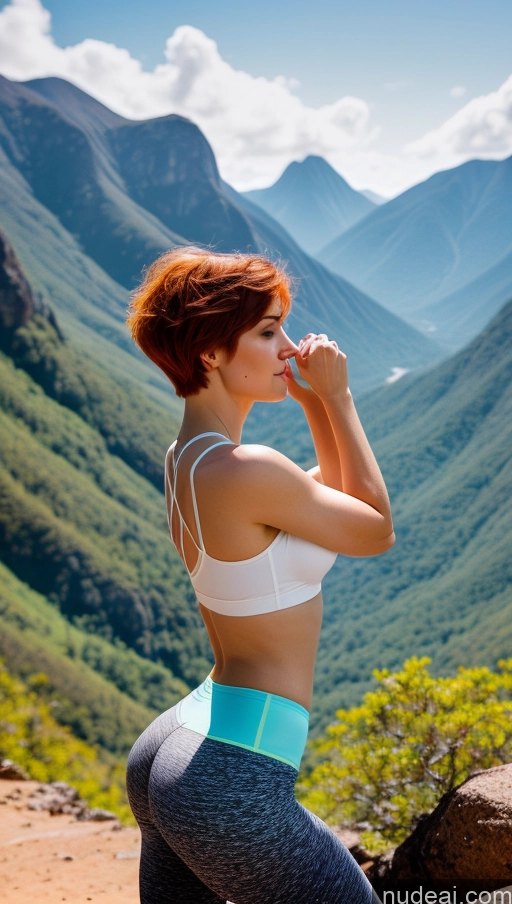 related ai porn images free for Woman Beautiful Skinny Fairer Skin 20s Sexy Face Ginger Short Hair Brazilian 3d Mountains Front View Yoga Yoga Pants Bright Lighting Alternative Small Tits