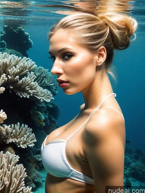 related ai porn images free for Big Ass Long Legs Perfect Body Fairer Skin 20s Blonde German Woman One Hair Bun Front View Pouting Lips Underwater Bikini Bright Lighting