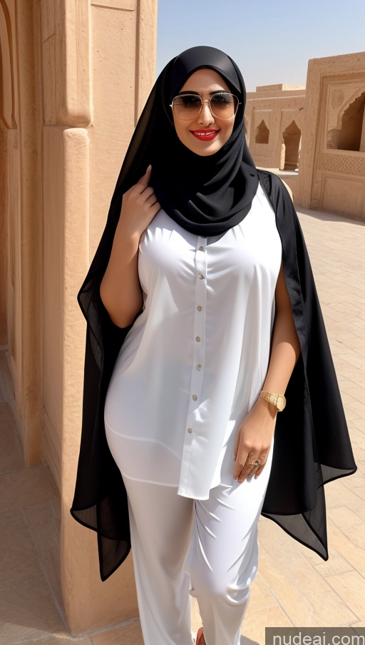 ai nude image of pregnant woman in a white shirt and black scarf posing for a picture pics of Woman Sunglasses Lipstick Small Ass Long Legs Tall Pubic Hair Fairer Skin 20s Happy Black Hair Bobcut Thick Arabic Salwar Niqab Perfect Boobs