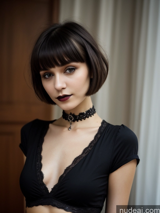 related ai porn images free for Small Tits Beautiful Skinny 18 Russian Short Hair Brunette Goth Close-up View Shirt