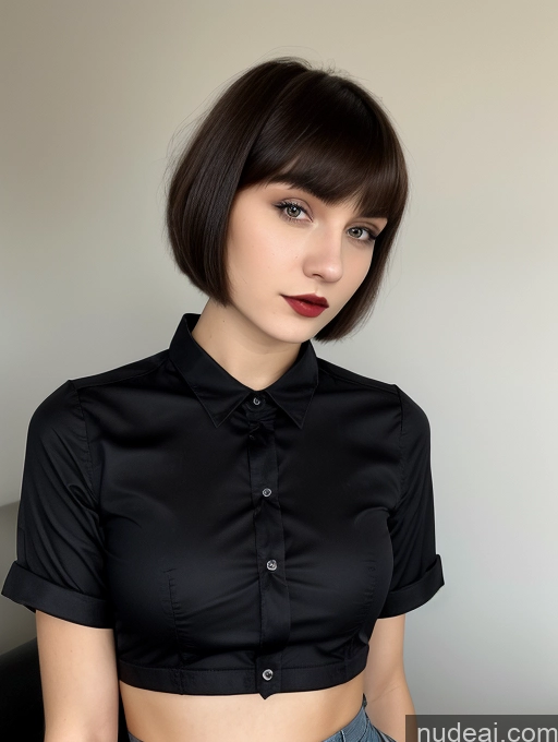 related ai porn images free for Small Tits Beautiful Skinny 18 Russian Short Hair Brunette Goth Close-up View Shirt