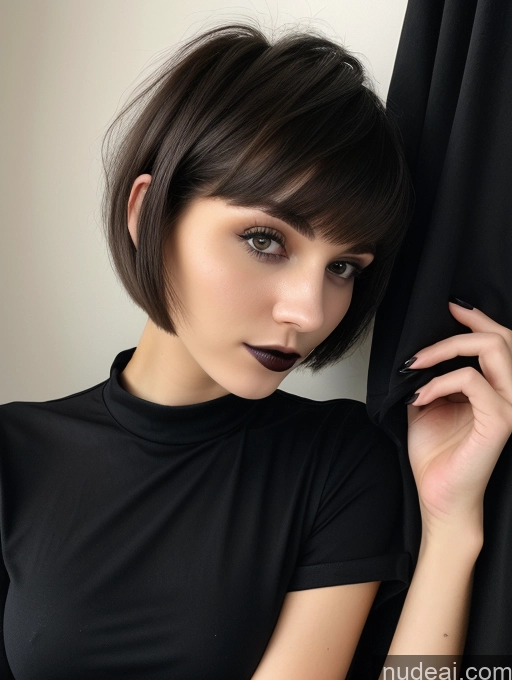 related ai porn images free for Small Tits Beautiful Skinny 18 Russian Short Hair Brunette Goth Close-up View Shirt