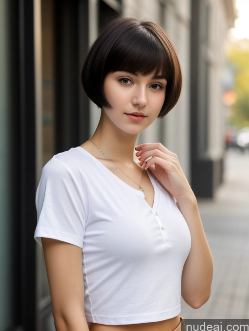 ai nude image of arafed woman with short hair and a white shirt posing for a picture pics of Small Tits Beautiful Skinny 18 Russian Short Hair Close-up View Shirt Black Hair