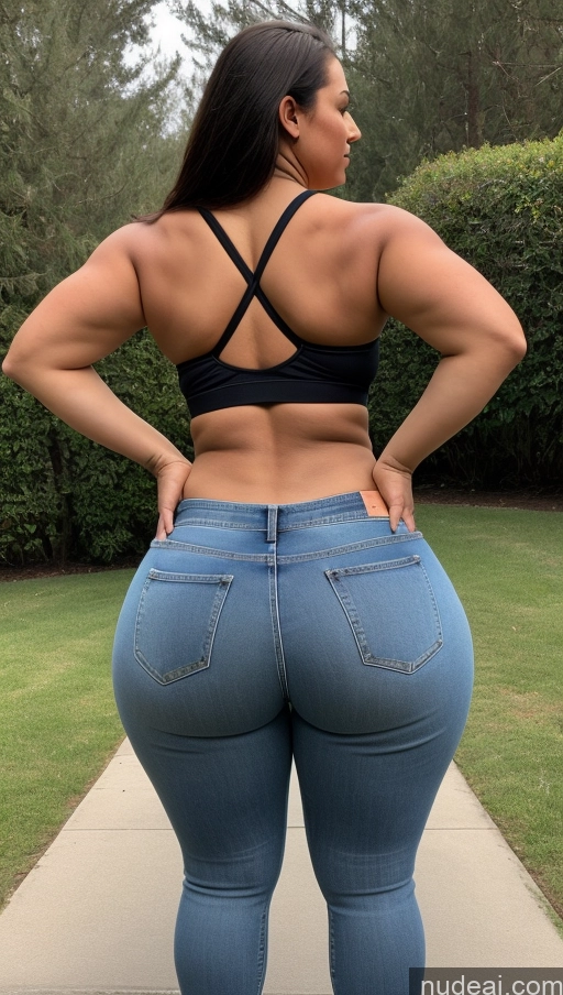 ai nude image of a close up of a woman in jeans standing on a sidewalk pics of Athlete Big Hips Big Ass Jeans