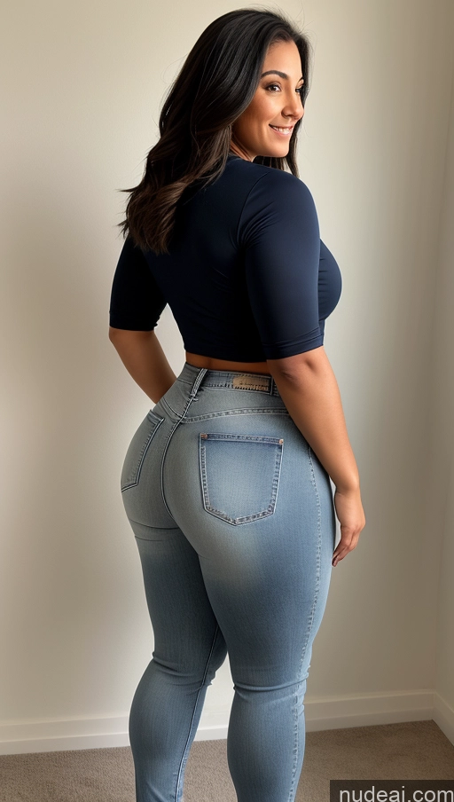 ai nude image of a pregnant woman in a black top and jeans posing for a picture pics of Athlete Big Hips Big Ass Jeans