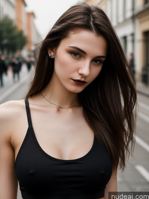 related ai porn images free for 18 Small Tits Skinny Beautiful Long Hair Russian Close-up View Goth Brunette Tank Top Street