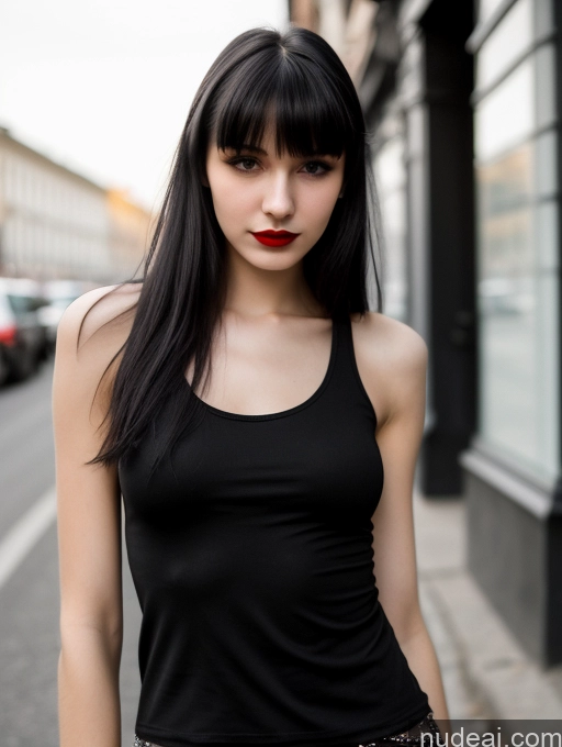 related ai porn images free for 18 Small Tits Skinny Beautiful Russian Close-up View Goth Tank Top Street Bangs Lipstick Black Hair