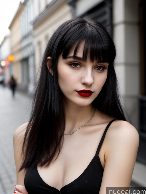 related ai porn images free for 18 Small Tits Skinny Beautiful Russian Close-up View Goth Tank Top Street Bangs Lipstick Black Hair