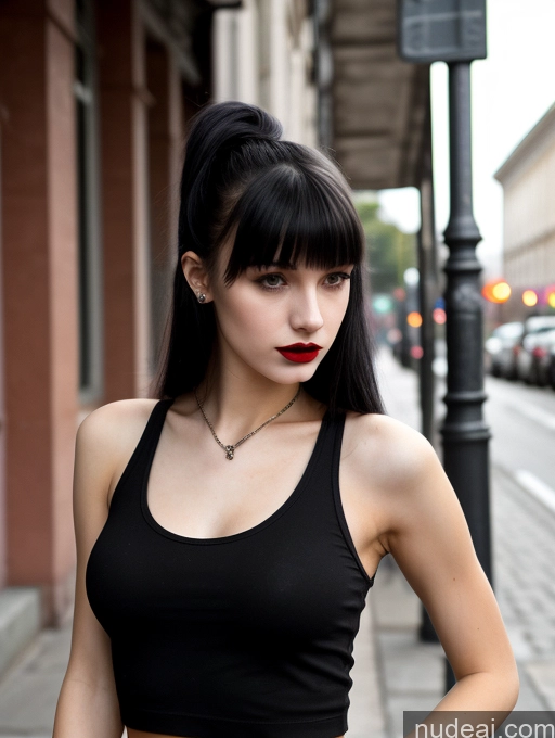 related ai porn images free for 18 Small Tits Skinny Beautiful Russian Close-up View Goth Tank Top Street Bangs Lipstick Black Hair