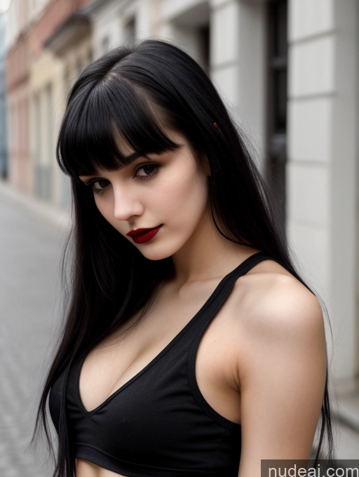 related ai porn images free for 18 Small Tits Skinny Beautiful Russian Close-up View Goth Tank Top Street Bangs Lipstick Black Hair