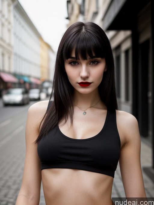 related ai porn images free for 18 Small Tits Skinny Beautiful Russian Close-up View Goth Tank Top Street Bangs Lipstick Black Hair