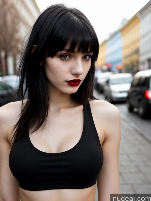 related ai porn images free for 18 Small Tits Skinny Beautiful Russian Close-up View Goth Tank Top Street Bangs Lipstick Black Hair