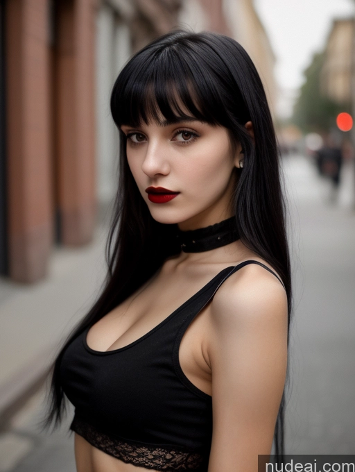 related ai porn images free for 18 Small Tits Skinny Beautiful Russian Close-up View Goth Tank Top Street Bangs Lipstick Black Hair