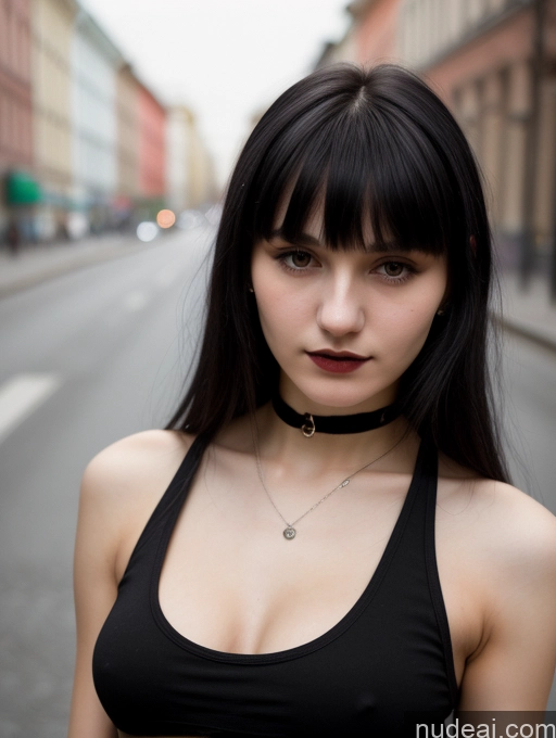 related ai porn images free for 18 Small Tits Skinny Beautiful Russian Close-up View Goth Tank Top Street Bangs Black Hair