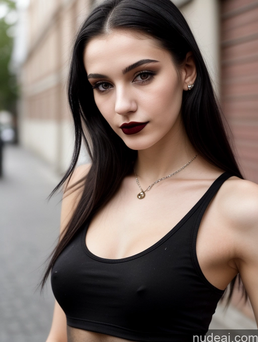 related ai porn images free for 18 Small Tits Skinny Beautiful Russian Close-up View Goth Tank Top Street Black Hair Straight Lipstick