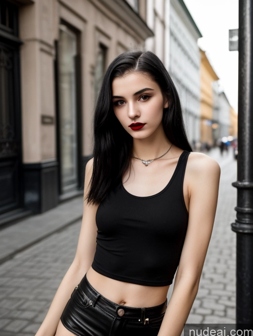 related ai porn images free for 18 Small Tits Skinny Beautiful Russian Close-up View Goth Tank Top Street Black Hair Straight Lipstick