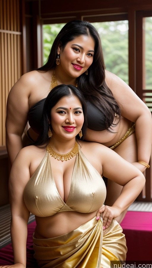 related ai porn images free for Woman Busty Two Huge Boobs Beautiful Lipstick Big Ass Chubby Fairer Skin 50s Happy Seductive Sexy Face Black Hair Straight Malaysian Onsen Front View Sari Traditional Jewelry Gold Jewelry Bright Lighting Detailed