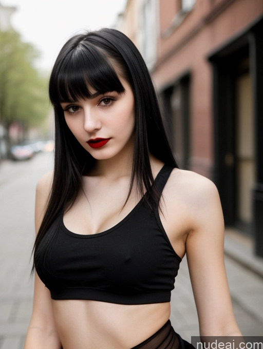 related ai porn images free for Small Tits Beautiful Skinny 18 Black Hair Russian Street Close-up View Goth Tank Top Bangs Lipstick