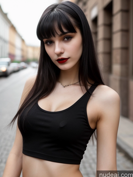 related ai porn images free for Small Tits Beautiful Skinny 18 Black Hair Russian Street Close-up View Goth Tank Top Bangs Lipstick