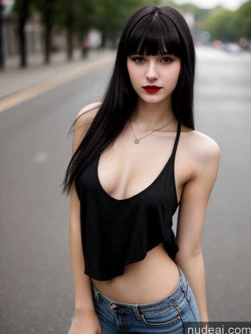 related ai porn images free for Small Tits Beautiful Skinny 18 Black Hair Russian Street Close-up View Goth Tank Top Bangs Lipstick