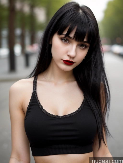 related ai porn images free for Small Tits Beautiful Skinny 18 Black Hair Russian Street Close-up View Goth Tank Top Bangs Lipstick