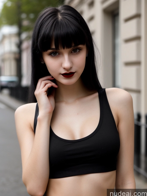 related ai porn images free for Small Tits Beautiful Skinny 18 Black Hair Russian Street Close-up View Goth Tank Top Bangs Lipstick