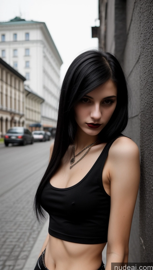 related ai porn images free for Small Tits Beautiful Skinny 18 Black Hair Straight Russian Goth Tank Top Street