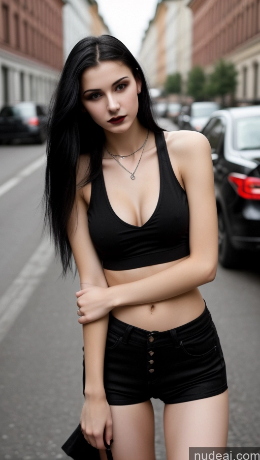 related ai porn images free for Small Tits Beautiful Skinny 18 Black Hair Straight Russian Goth Tank Top Street Cleavage