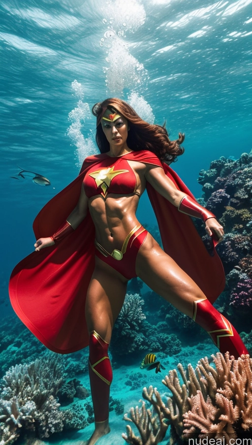 related ai porn images free for Several Muscular Abs Perfect Body Science Fiction Style Powering Up Underwater Superhero Superheroine Perfect Boobs