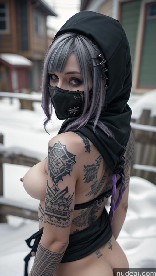 related ai porn images free for Milf Perfect Boobs Tattoos Gothic Punk Girl Snow Close-up View Fallout Straddling Cultist Hood Nude Face Mask Purple Hair Partially Nude