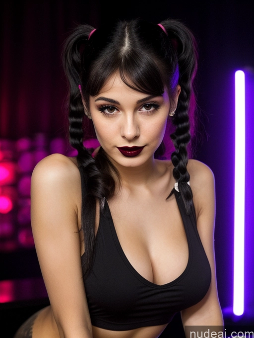 related ai porn images free for Small Tits Beautiful Skinny 18 Black Hair Pigtails Russian Strip Club Goth Tank Top Close-up View Lipstick