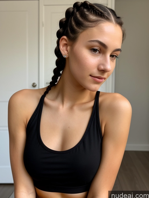 ai nude image of there is a woman with a black top and braids on her hair pics of Small Tits Beautiful Skinny 18 Black Hair Russian Close-up View Tank Top Braided