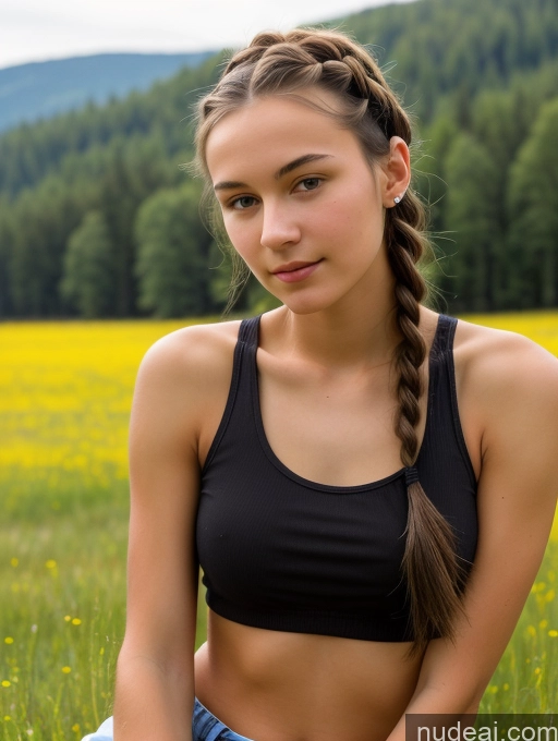 related ai porn images free for Small Tits Beautiful Skinny 18 Black Hair Russian Close-up View Tank Top Braided Meadow