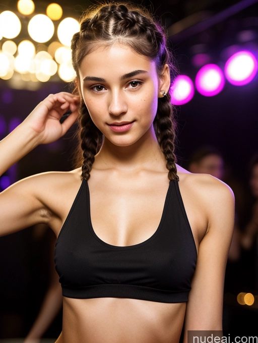 ai nude image of arafed woman in a black top and braids standing in front of a crowd pics of Small Tits Beautiful Skinny 18 Black Hair Russian Close-up View Tank Top Braided Club