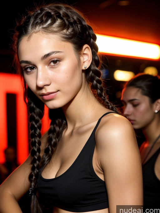 ai nude image of arafed woman with long hair in a black top and braids pics of Small Tits Beautiful Skinny 18 Black Hair Russian Close-up View Tank Top Braided Club